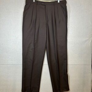 Ermenegildo Zegna Pants Mens 36 US Brown Wool Pleated Dress Made in Italy